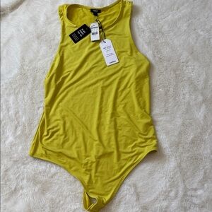 Express Yellow Scoop Neck Tank Bodysuit